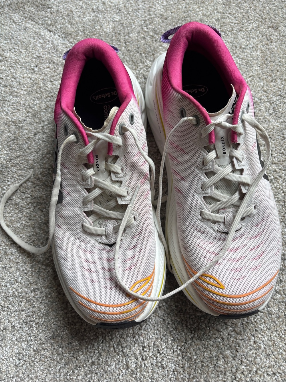 Hoka Women's White Pink Athletic Shoes Bindi X- do not have original insoles in